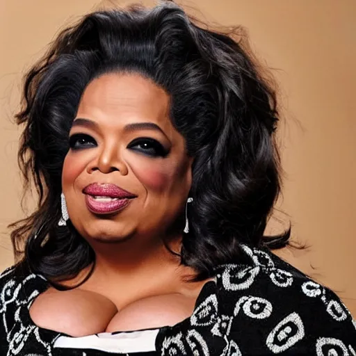 Prompt: obese oprah winfrey eating kinder surprise