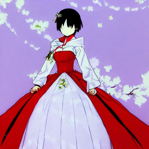 Image similar to yukiko amagi in wedding dress by shigenori soejima