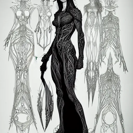 Prompt: full body of an elven witch,intricate, veins, by Hugo pratt, ultradetailed, trending on artstation,