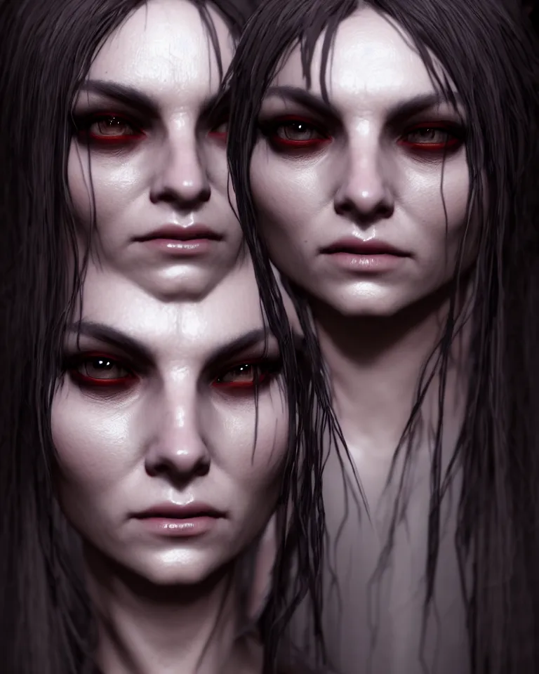 Image similar to headshot portrait of the demonic priestess, cgsociety, detailed, unreal engine, textured, cinematic, character design