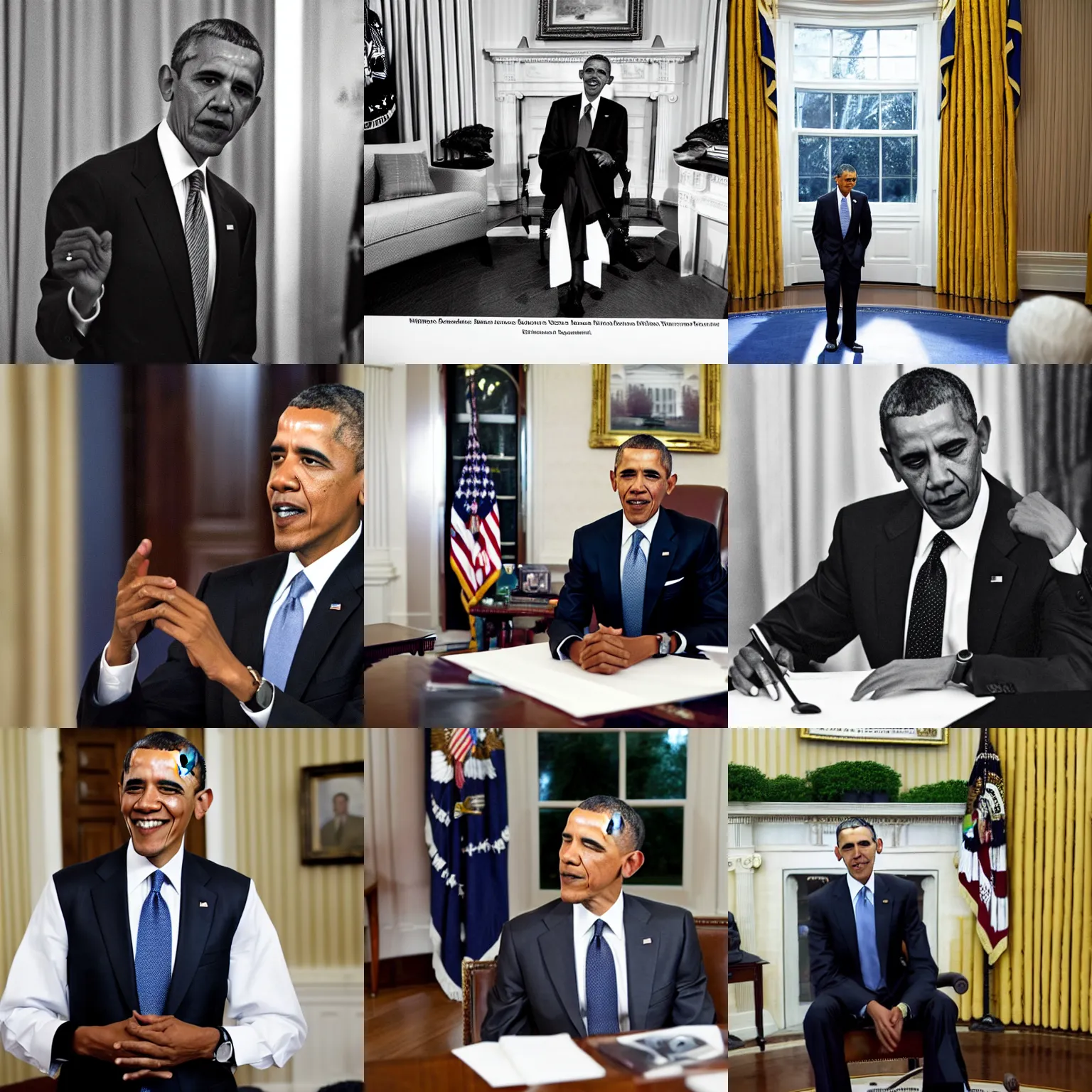 Prompt: barack omaba in white house, press photograph, high quality, new york times