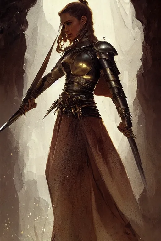 Image similar to natalie portman, legendary warrior, heroic, lord of the rings, tattoos, decorative ornaments, battle armor, by carl spitzweg, ismail inceoglu, vdragan bibin, hans thoma, greg rutkowski, alexandros pyromallis, perfect face, fine details, realistic shading photorealism