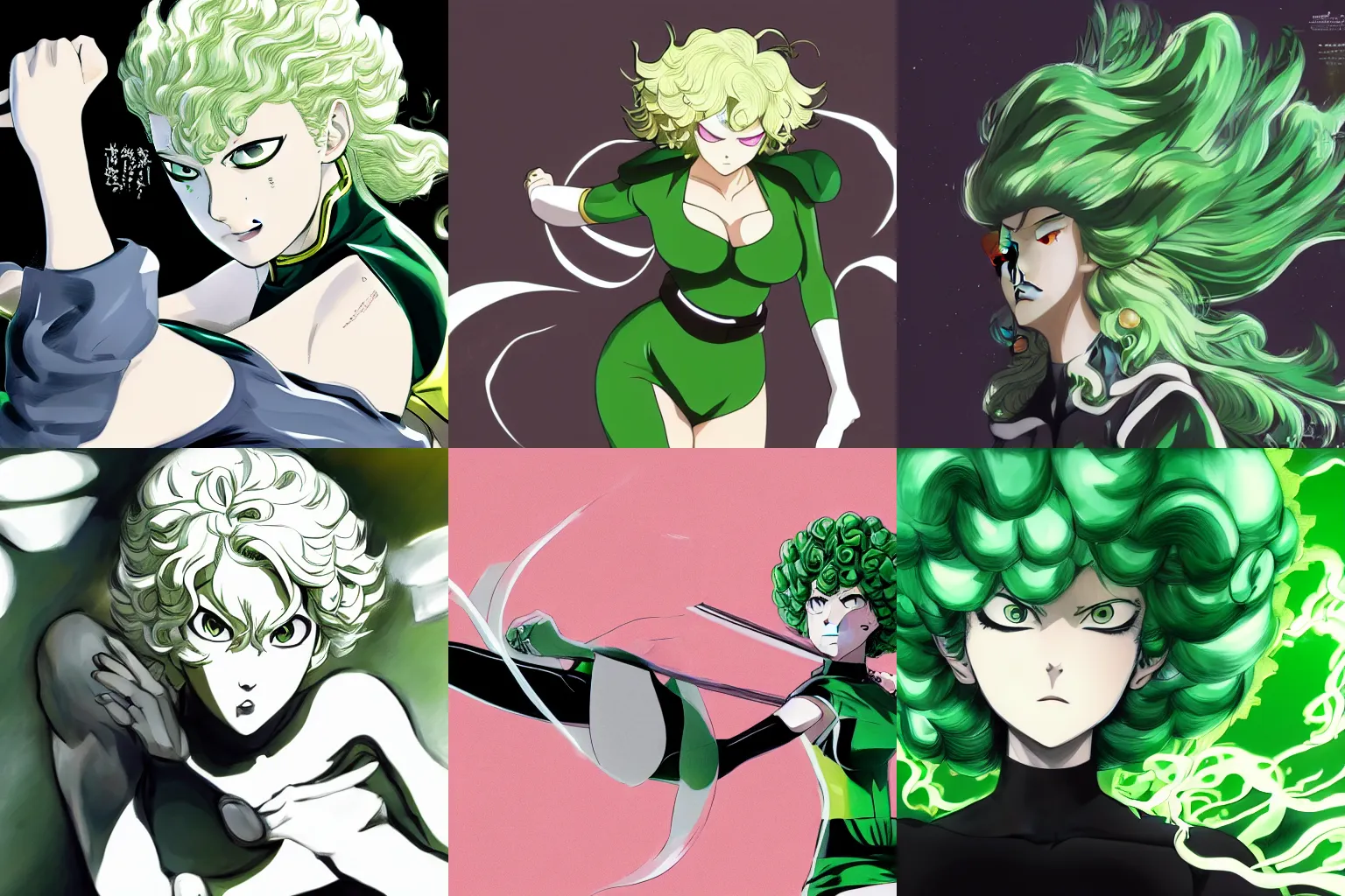 Prompt: Tatsumaki from One Punch Man, art by Tran Ross, 4k wallpaper, illustration, concept art, highly detailed,