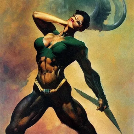 Prompt: artwork by frazetta