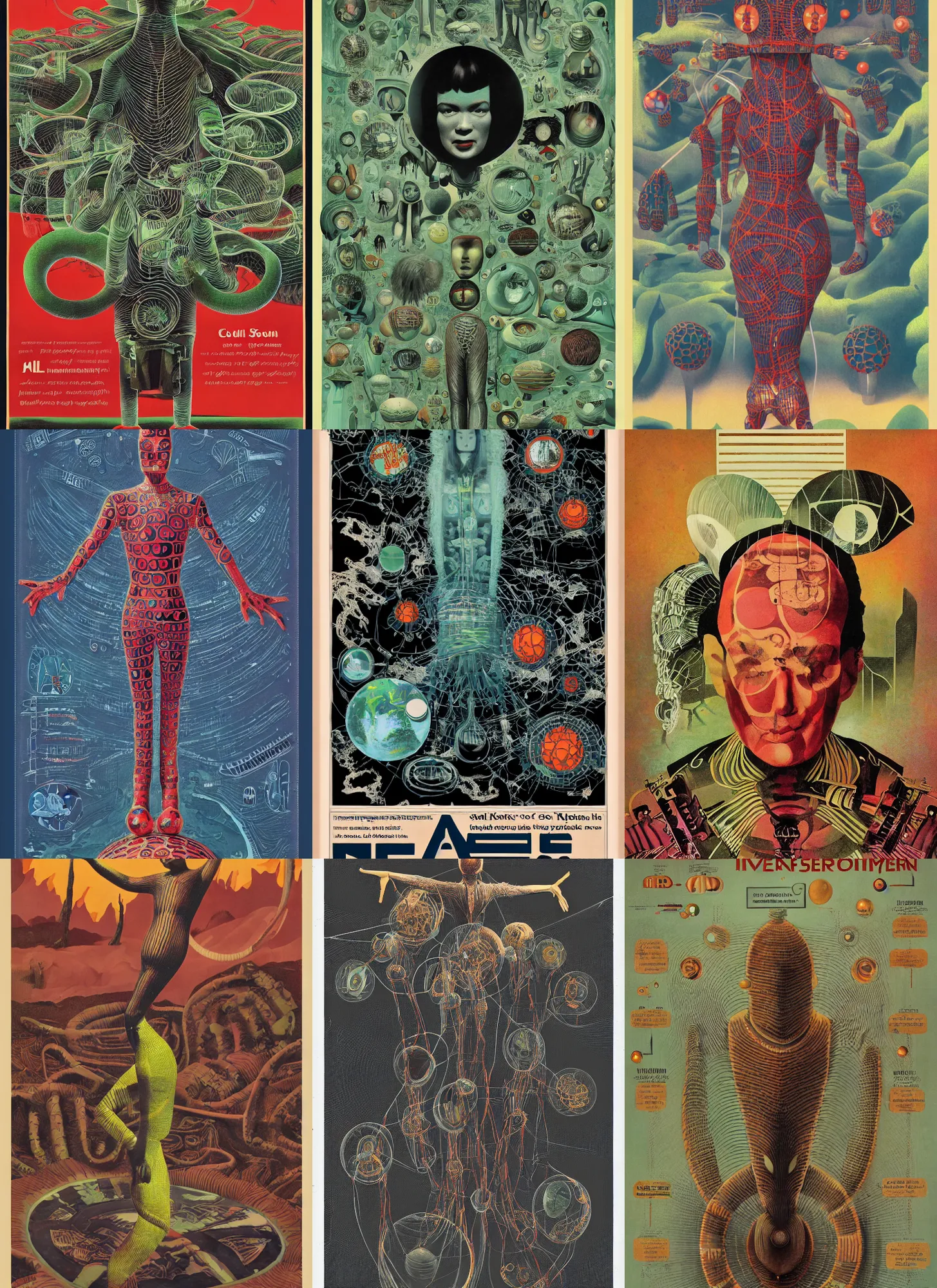 Prompt: a 1930 infographic by Peter Andrew Jones and Mark Ryden , Al Feldstein, Yayoi Kusama , of a Selk'nam in deep interconnection with the soul of the earth, clean, Houdini algorithmic generative render, sharp focus, octane render 8k