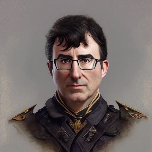 Prompt: portrait of stoic looking john oliver as the vigo carpathian painting, military uniform, fantasy, intricate, elegant, beautiful, highly detailed, centered, dark, smokey, digital painting, artstation, concept art, smooth, sharp focus, illustration, art by artgerm and greg rutkowski and alphonse mucha