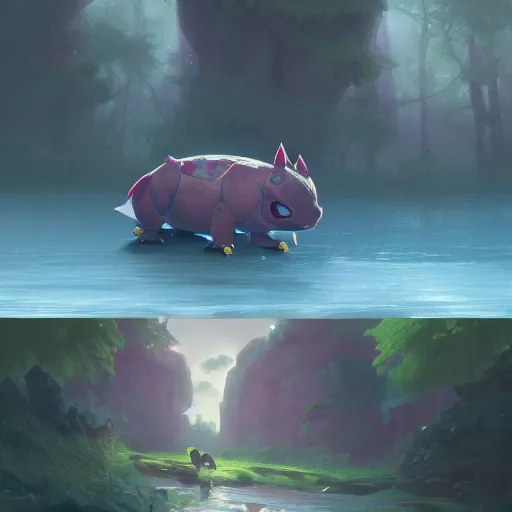 KREA - photography of a realistic bulbasaur animal, ultra detailed, 8 k,  cinematic lighting, natural background, trending on artstation, pokemon