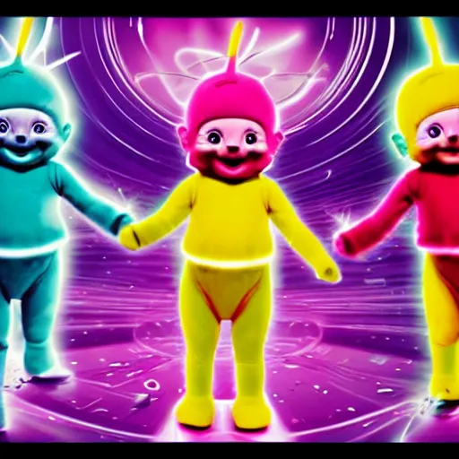 Prompt: Teletubbies oompa loompahs acidwave-n 9