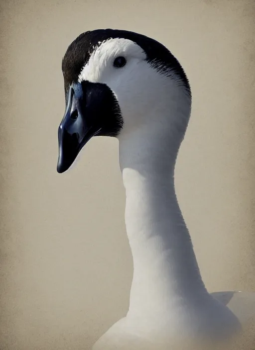 Image similar to gorgeous goose portrait, digital art, trending on artstation