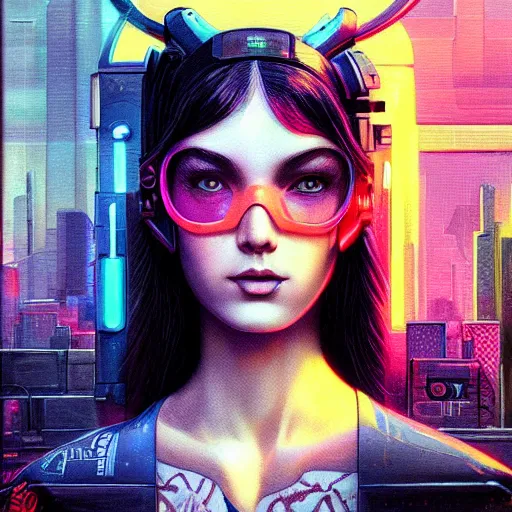 Image similar to lofi Cyberpunk portrait Pixar style by Tristan Eaton Stanley Artgerm and Tom Bagshaw,