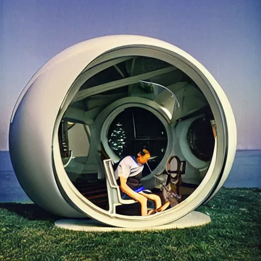 Image similar to futuristic pod dwelling by buckminster fuller and syd mead, contemporary architecture, photo journalism, photography, cinematic, national geographic photoshoot