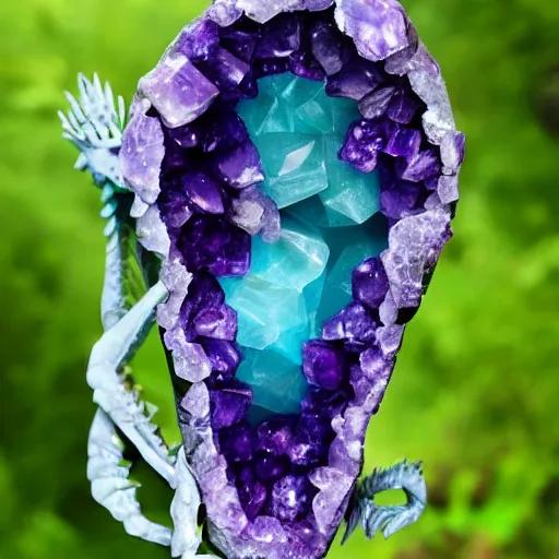 Image similar to dragon skeleton in an amethyst geode (((in an amethyst geode)))