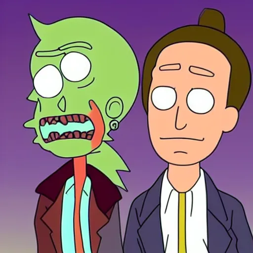 Image similar to johnny depp in rick and morty style