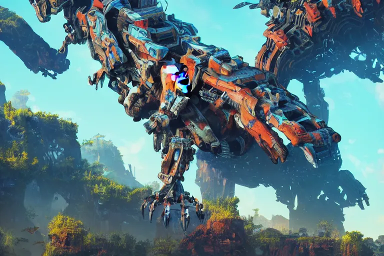 Image similar to tideripper machine mecanical creature robot of horizon forbidden west horizon zero dawn bioluminiscence global illumination ray tracing hdr fanart arstation by ian pesty and alena aenami artworks in 4 k