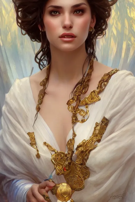 Prompt: beautiful woman greek dressed not, detailed, 8 k, trending on artstation, smooth, sharp focus artwork by mark arian, artgerm, mark keathley, greg rutkowski and alphonse mucha