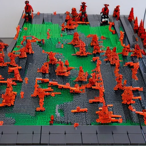 Prompt: dantes inferno in lego