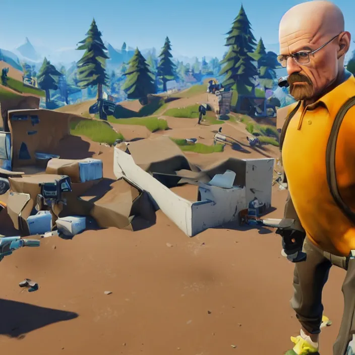 Prompt: Walter White in Fortnite, Gameplay Screenshot