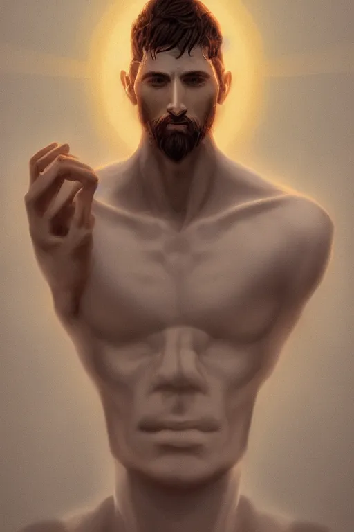 Prompt: portrait of Greek god of light, visually stunning, trending on Artstation, award-winning