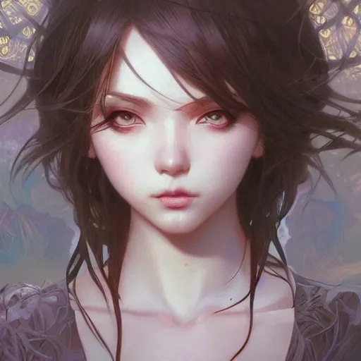 Image similar to ultra realistic illustration, very cute anime girl, pouting, intricate, elegant, highly detailed, digital painting, artstation, concept art, smooth, sharp focus, illustration, art by artgerm and greg rutkowski and alphonse mucha