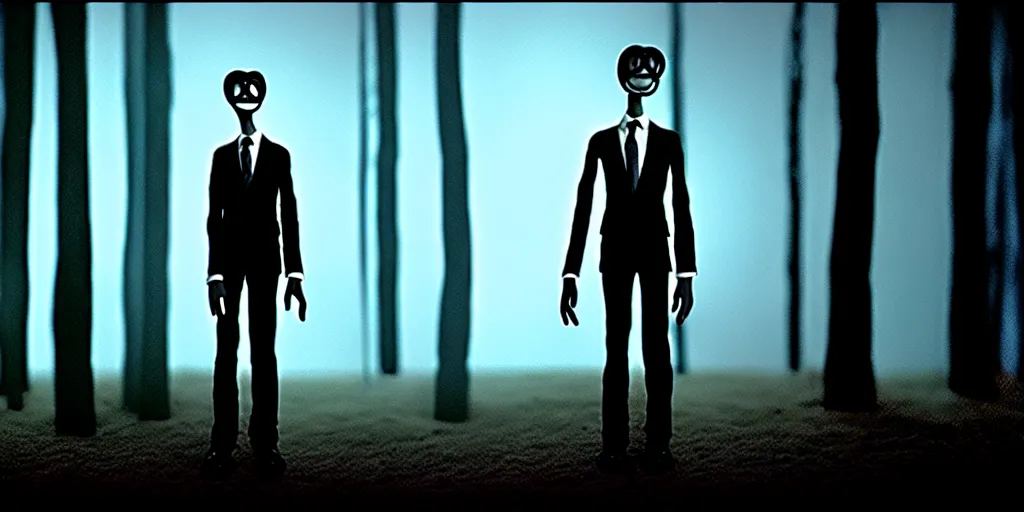 Image similar to slenderman anthony fauci, hyperrealistic, claymation, volumetric lighting, 3 5 mm film still, concept art