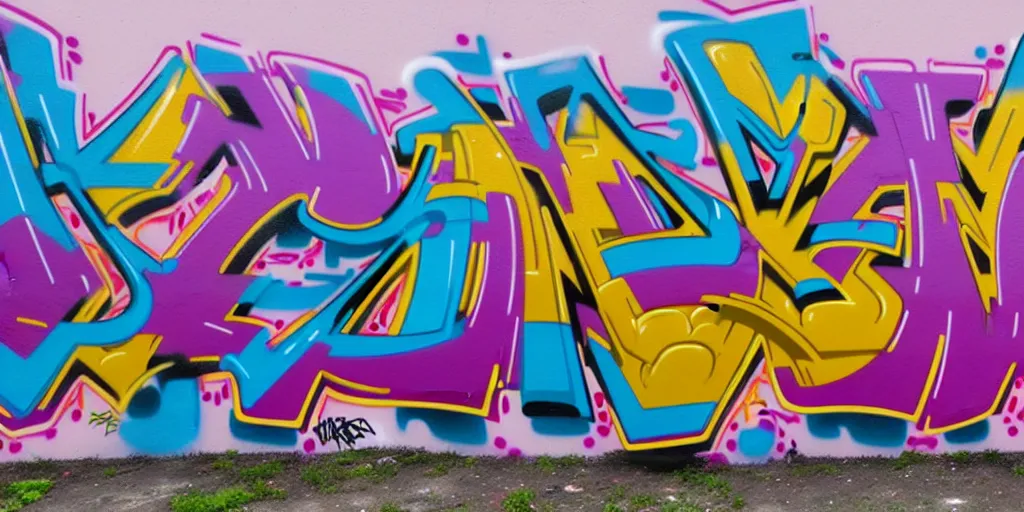 Image similar to hyperrealistic rendering, wild style graffiti