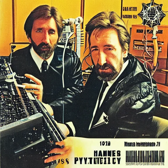 Prompt: Hans Gruber album cover from 1982, synthesizer