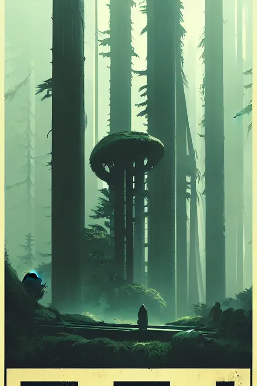 Image similar to greg rutkowski travel poster endor