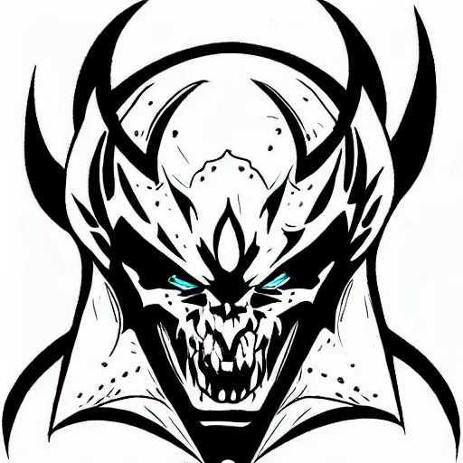 Image similar to tattoo sketch of a demon from game heroes 3 in old school style, vector,