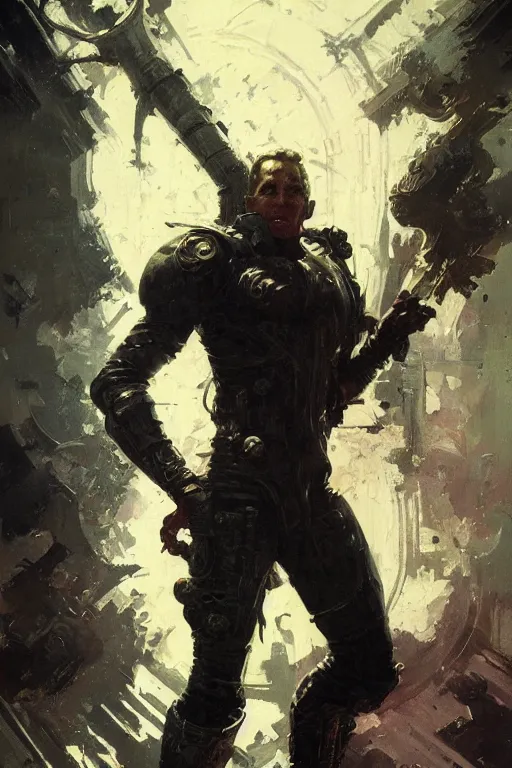 Prompt: pulp scifi fantasy illustration full body portrait marvel's eson, by norman rockwell, jack kirby, bergey, craig mullins, ruan jia, jeremy mann, tom lovell, 5 0 s, astounding stories, amazing, fantasy, other worlds