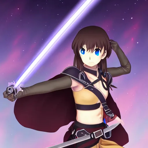 Image similar to a girl wielding a photon sword art by akikazu mizuno