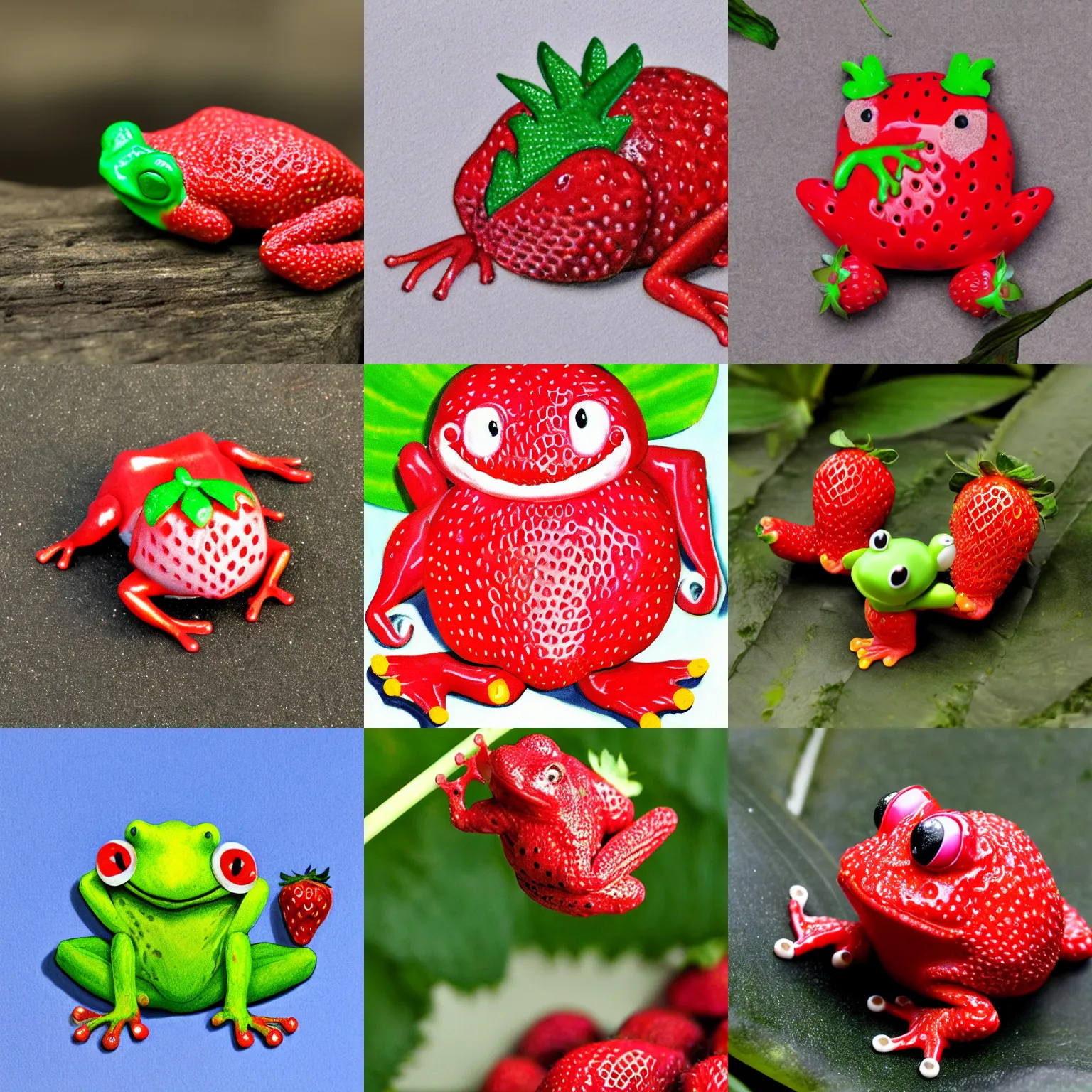 Prompt: strawberry frog