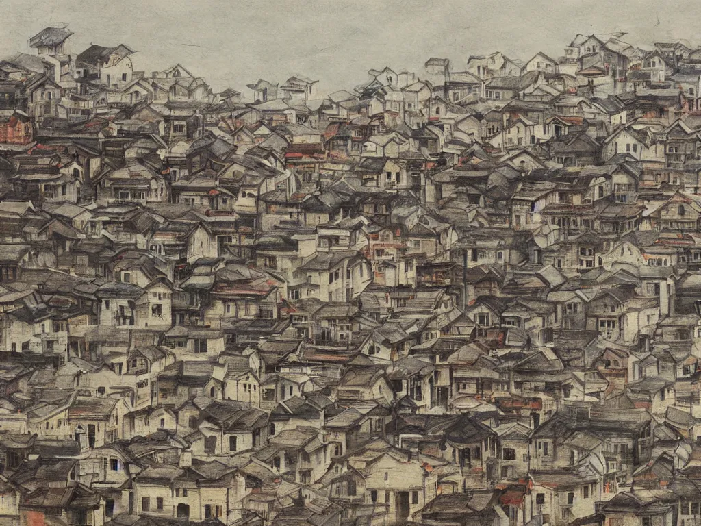 Image similar to painting of a town by huang gongwang