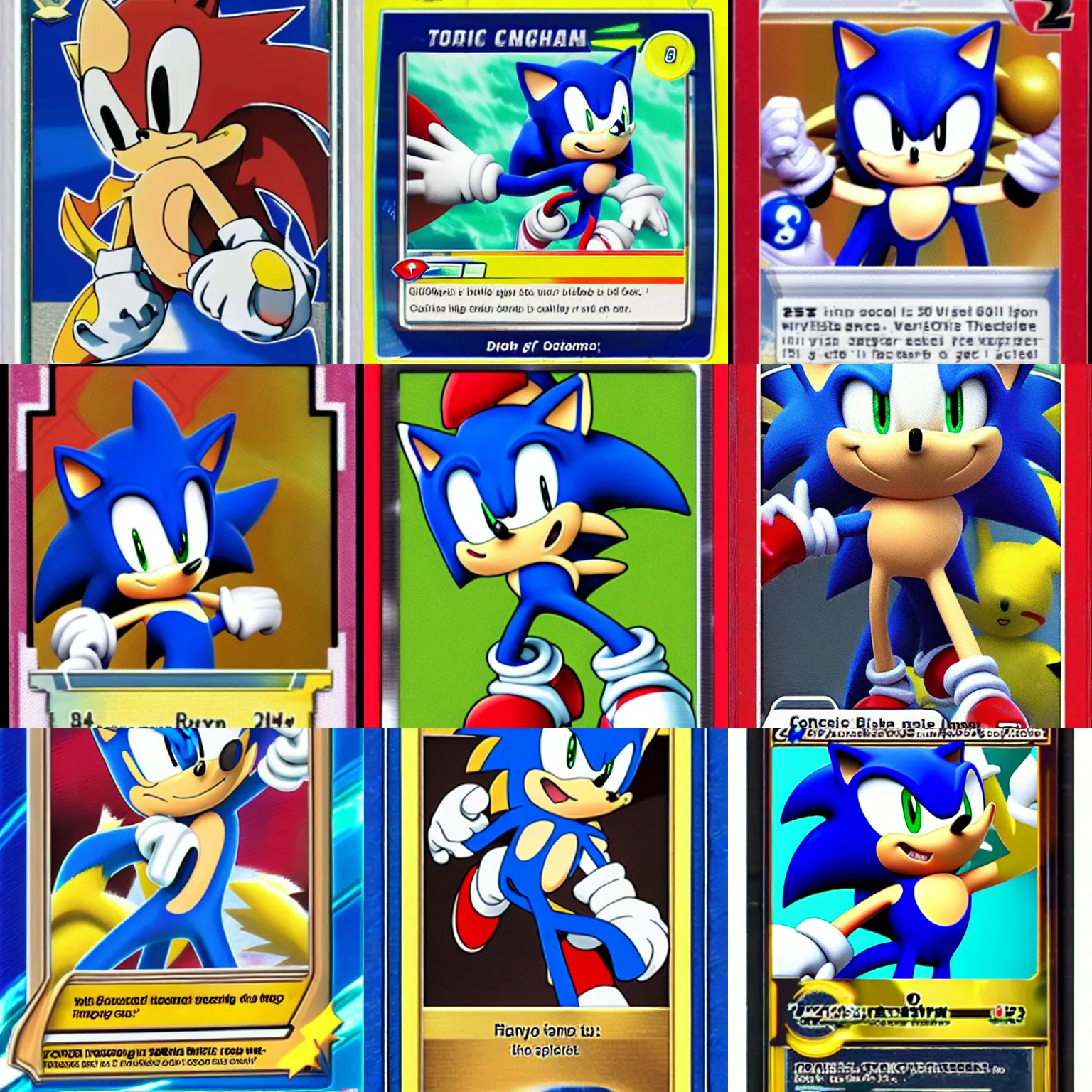 Prompt: Sonic in Pokemon TCG card