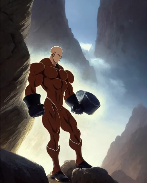 Image similar to gigachad luigi bodybuilder fighting like saitama wearing a suit in the mountain, fantasy character portrait, ultra realistic, anime key visual, full body concept art like ernest khalimov, intricate details, highly detailed by greg rutkowski, ilya kuvshinov, gaston bussiere, craig mullins, simon bisley