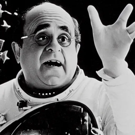 Image similar to A still of Danny Devito in A Trip to the Moon (1902)