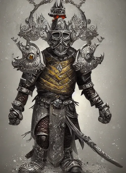 Prompt: Minion Bob as a Knight King, funny pose, fantasy art, intricate, ornate, Hyperdetailed, digital art, behance, artstation, smooth, illustration, digital painting, elegant, symmetrical,