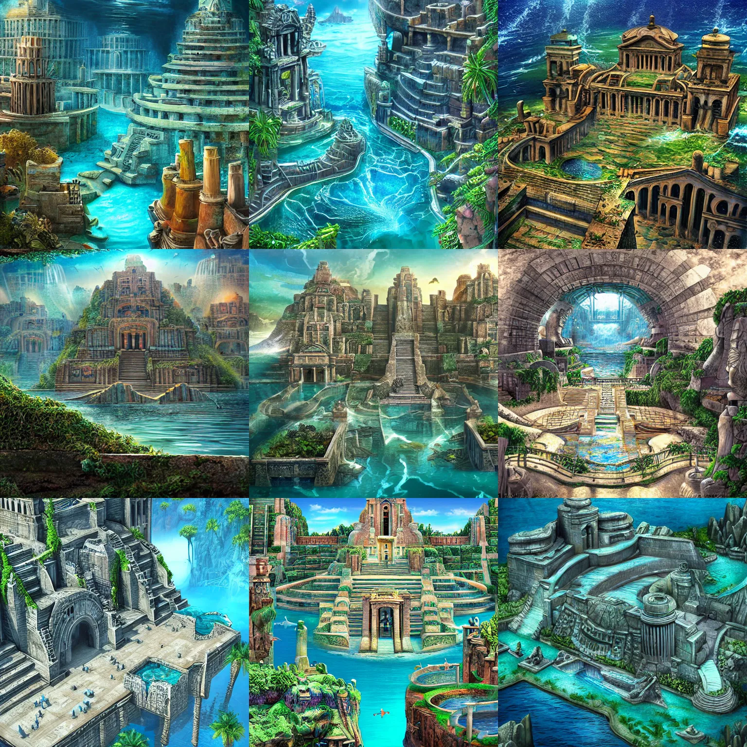 Prompt: the lost city of atlantis,digital art,detailed,ultra realistic