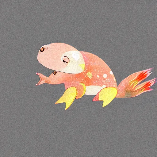 Prompt: an axolotl with an earring in the shape of a lightning bolt, digital art, trending on artstation