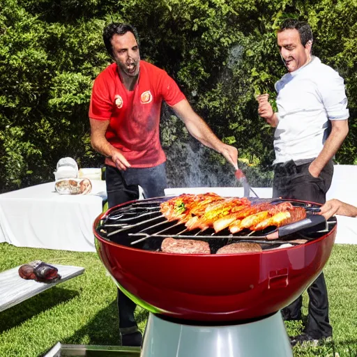 Prompt: edu gaspar cooking on a giant barbeque in 4 k photo