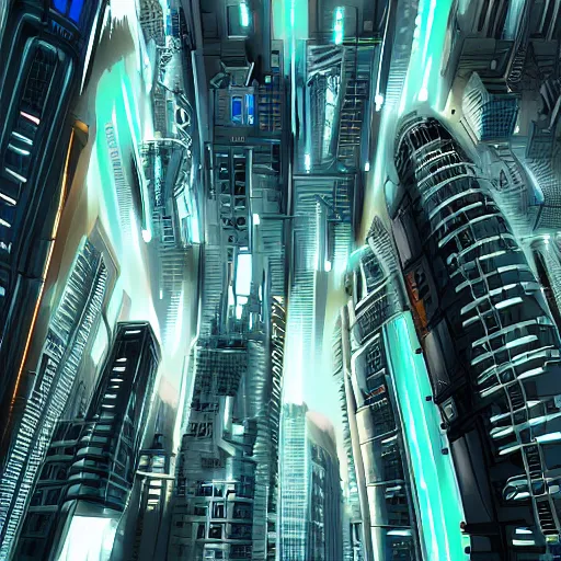 Image similar to a futuristic city, digital art