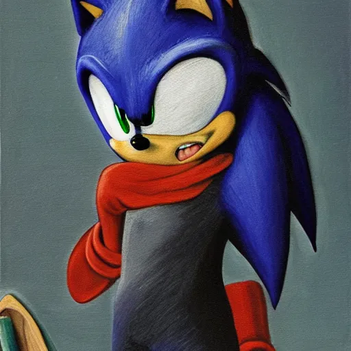 prompthunt: a distorted, surrealist painting of classic Sonic the