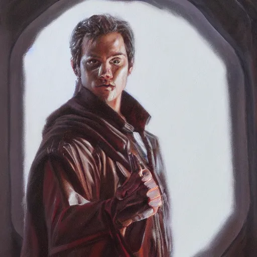 Image similar to xander the collector, magic the gathering, oil painting, detailed, distant - mid shot, full portrait