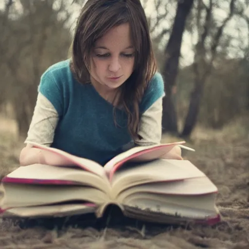 Image similar to a girl reading a book, by Emmanuel Lubezki