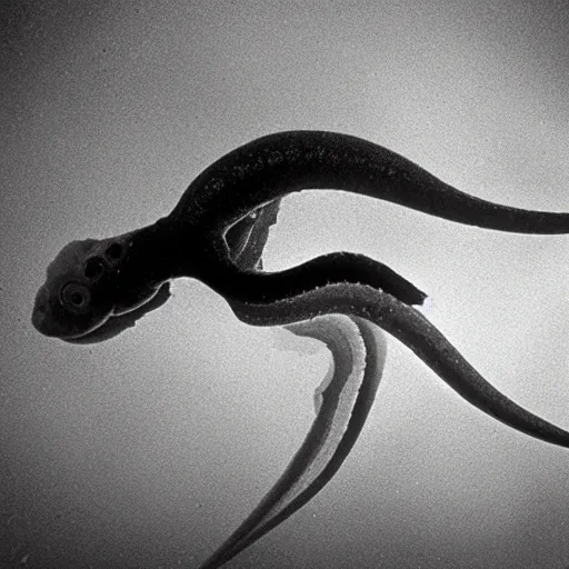 Prompt: a Sebastião Salgado's photograph of a squid underwater, award wining