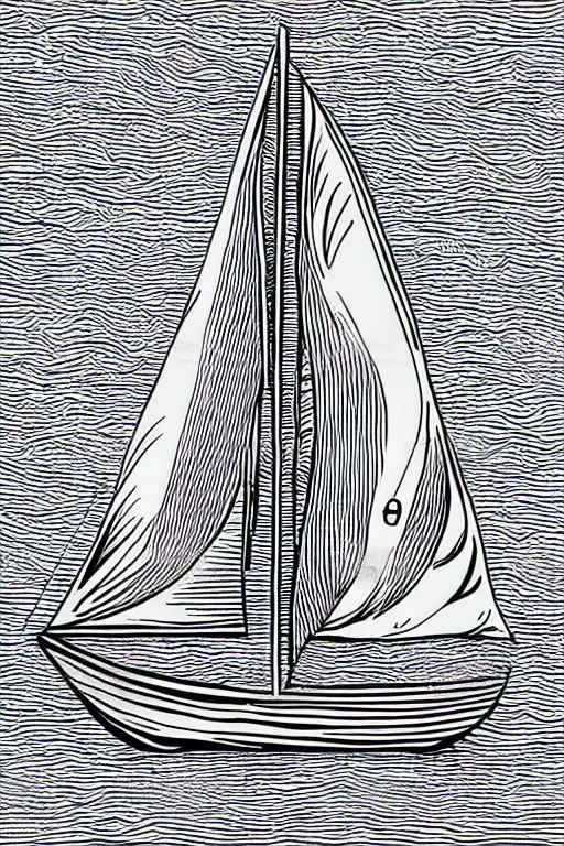 Image similar to minimalist boho style art of a sailing ship, illustration, vector art