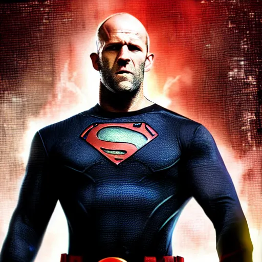 Image similar to Jason Statham As a superhero 4K detail