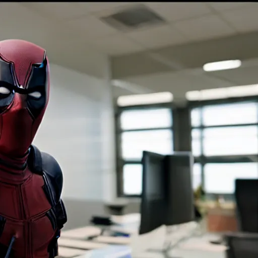 Image similar to Deadpool in The office 4K quality super realistic