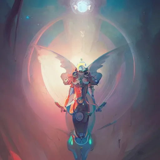 Prompt: a beautiful illustration of a robot seraphim by pete mohrbacher and guweiz and josan gonzalez, graphic novel