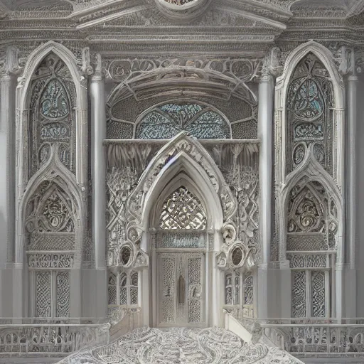 Prompt: opalescent marble architecture, ivory carving, fractal paisley inlay, lace, intricate, elegant, highly detailed, artgerm, matte painting, trending on artstation, lace, by ruan jia and greg rutkowski