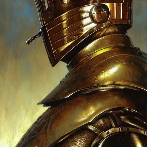 Prompt: the doomslayer as a realistic knight, closeup portrait art by norman rockwell and donato giancola and greg rutkowski